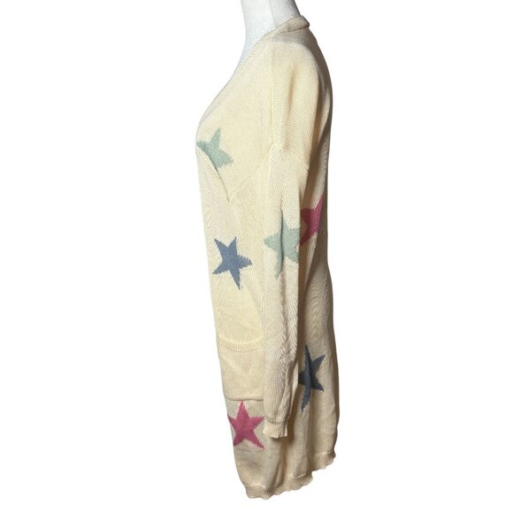 Ivory Star Pattern Knit Cardigan | Soft Cozy Aesthetic Layering Piece | Small - Picture 3 of 8